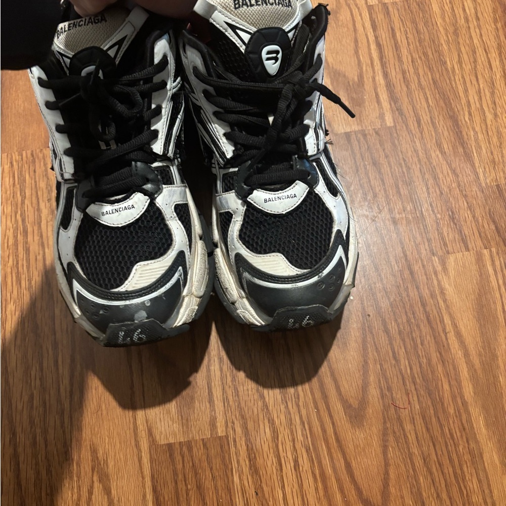 Balenciaga Black and White Athletic Sneakers